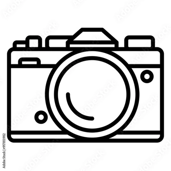 Obraz Retro SLR Camera Design - Minimal Camera Icon with Editable Stroke
