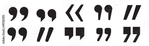 Fototapeta Quotemarks inverted commas talking marks set Talk bubble speech Black quote mark quotation flat 