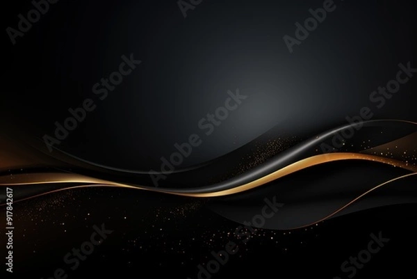 Obraz Abstract dark background with gold lines and sparkles.