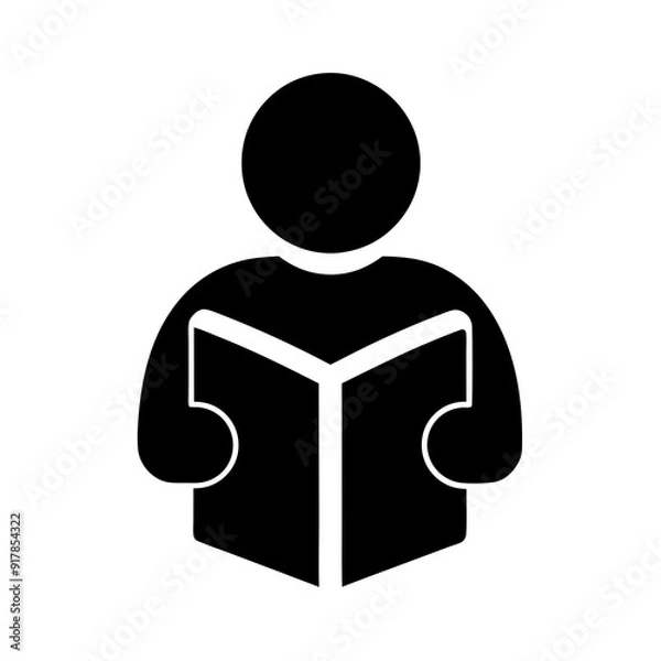 Obraz Reading book icon silhouette vector illustration
