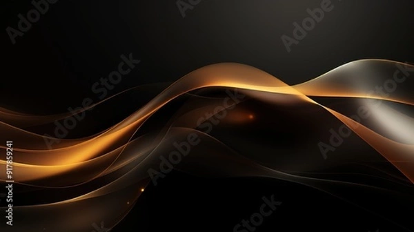 Fototapeta Abstract gold and black flowing lines background.