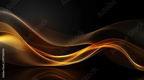Fototapeta Abstract gold and black flowing wave design.
