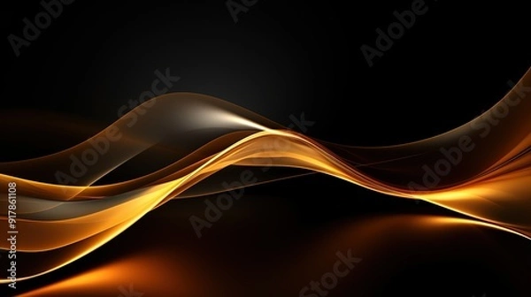 Fototapeta Abstract black and gold wavy background.