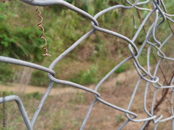 Obraz Close-Up of Silver Security Wire Netting