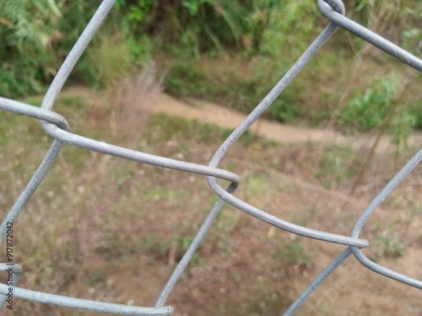 Obraz Close-Up of Silver Security Wire Netting