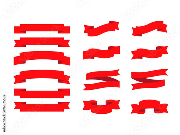 Obraz 赤いシンプルなリボンフレームのベクターイラスト