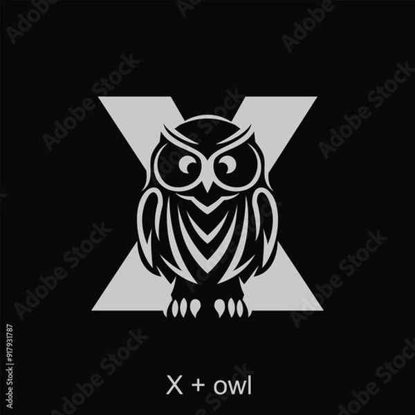 Fototapeta Owl and capital letter concept for initial logo or brand name, suitable for animal mascot, education, symbol and others.