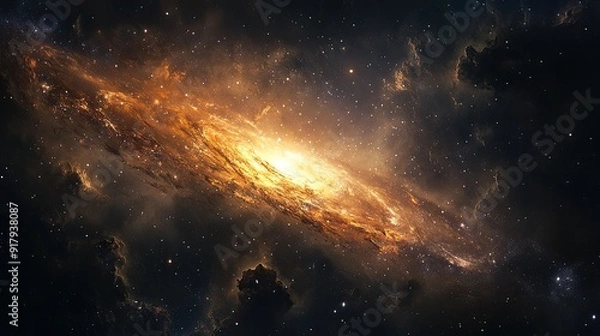 Fototapeta A detailed view of a galaxy in deep space, showcasing the vastness and wonder of the cosmos.
