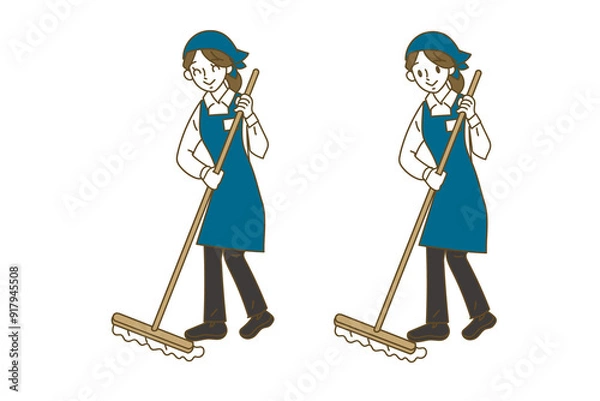 Obraz モップをかける女性