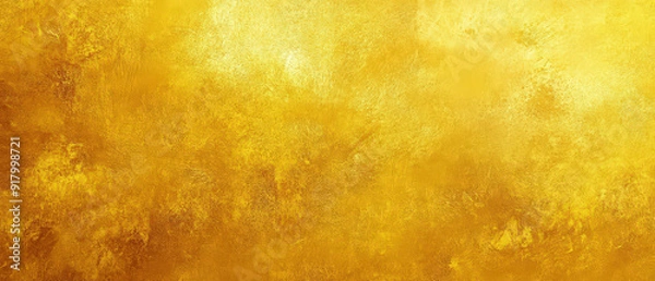 Fototapeta A yellow background with a lot of gold paint splatters