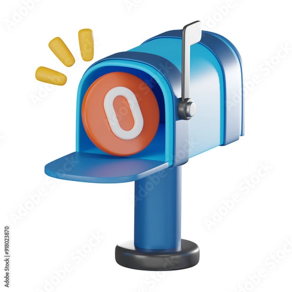 Fototapeta Empty Inbox 3D Illustration, Modern Mail and Notification Design