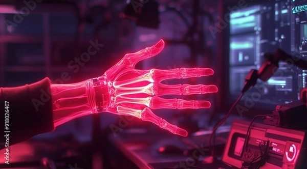 Fototapeta Woman's Hand and Wrist with Glow - Close-up Image