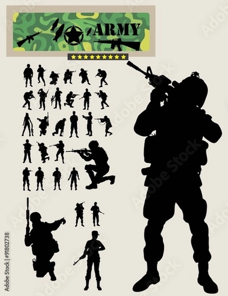 Obraz Soldier Silhouettes, art vector design