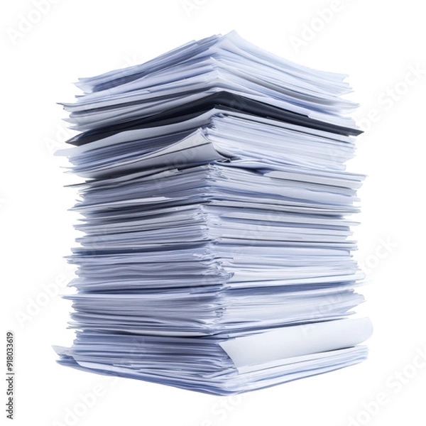 Fototapeta Stack Of Business Reports And Documents On Transparent Png Background For Business Documentation . Generative ai