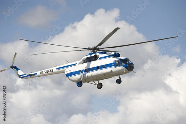 Fototapeta The civil passenger helicopter mi-8 in flight