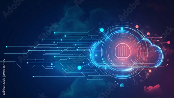 Fototapeta Vector Art: Advanced Cloud Technology and Digital Network