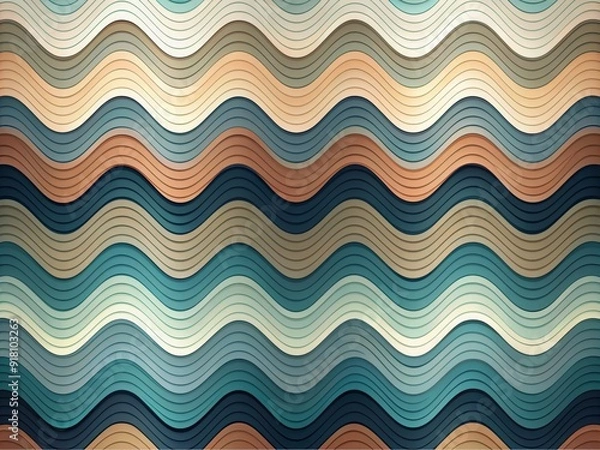 Fototapeta Muted angular waves undulate across a clean, minimalist background, creating a modern and sophisticated visual effect with geometric precision and soothing color palette.