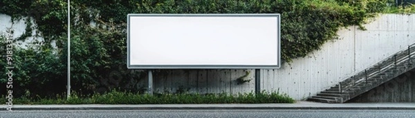Fototapeta Empty Billboard in a Green Environment for Advertising Generative AI