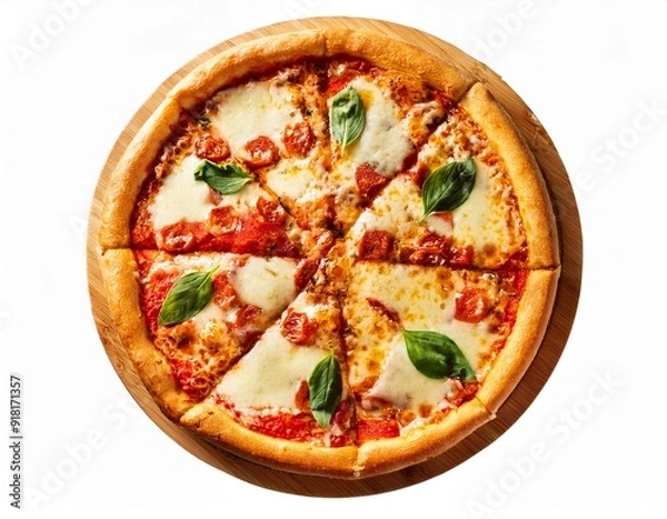 Obraz Whole Pizza with Tomato and Basil