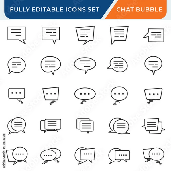 Obraz chat bubble line icon editable vector stroke set.
