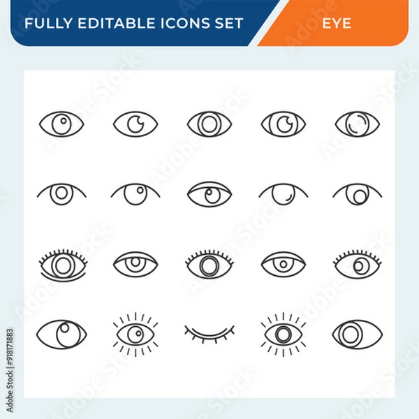 Obraz eye icon set, eyesight flat icons collection with editable vector stroke.