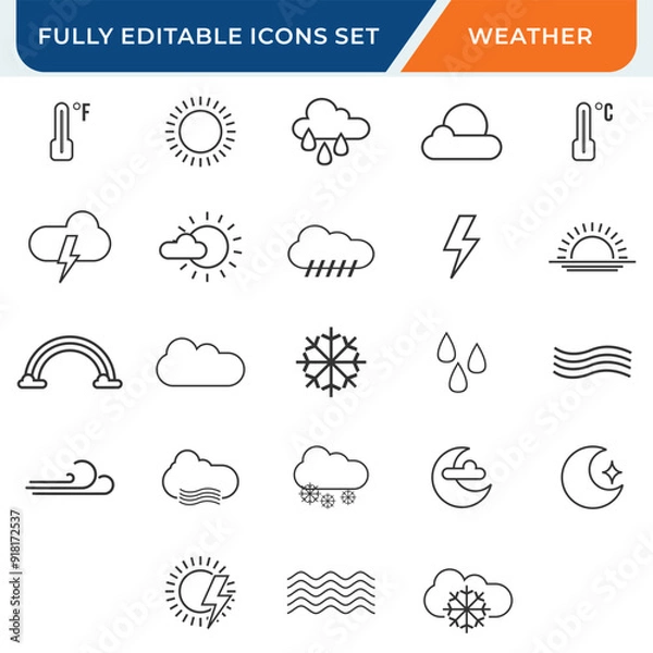 Obraz weather line icon set with editable stroke.