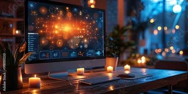 Fototapeta Modern smart home components management system, Generative AI