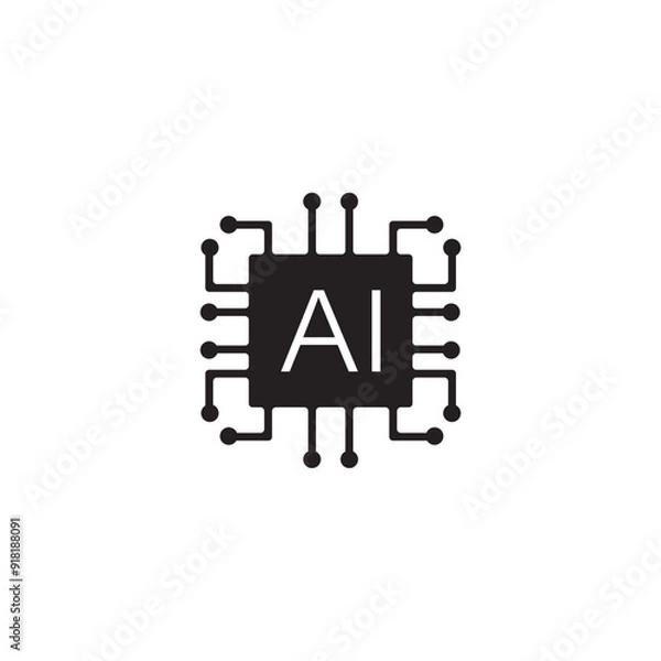 Fototapeta Artificial Intelligence AI icon vector.