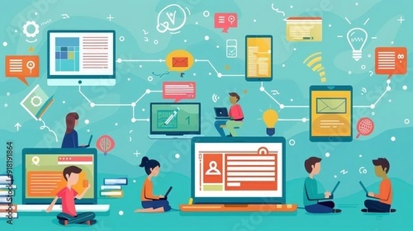 Fototapeta School technology is constantly evolving. How has technology impacted your education? Discuss the role of technology in modern-day classrooms.