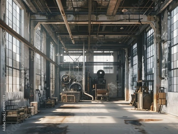 Fototapeta Light industrial 3D render, realistic materials