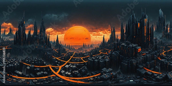 Fototapeta HDRI Post-Apocalyptic Sci-Fi Equirectangular Panorama 9