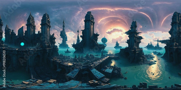 Fototapeta HDRI Post-Apocalyptic Sci-Fi Equirectangular Panorama 8