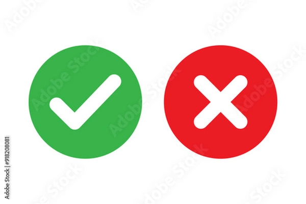 Fototapeta Check mark and cross mark icons. SVG file. Can change colors.
