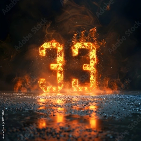 Fototapeta Suspenseful Digital Countdown Clock with Fiery Seconds Ticking Away Time Concept