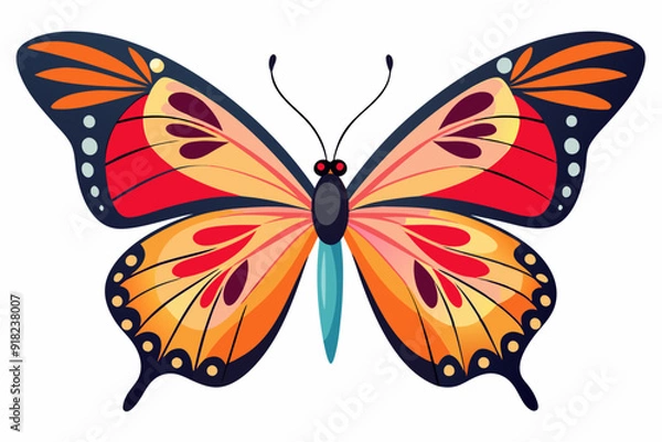 Fototapeta Colorful Butterfly with Orange and Red Wings