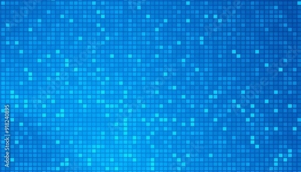 Fototapeta intricate blue pixel squares cover the entire background varying shades suggest digital movement subtle gradients enhance the texture creating a modern tech-inspired look