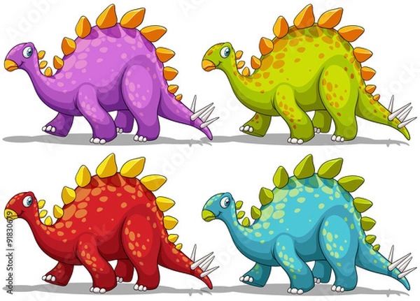 Fototapeta Dinosaur in four different colors