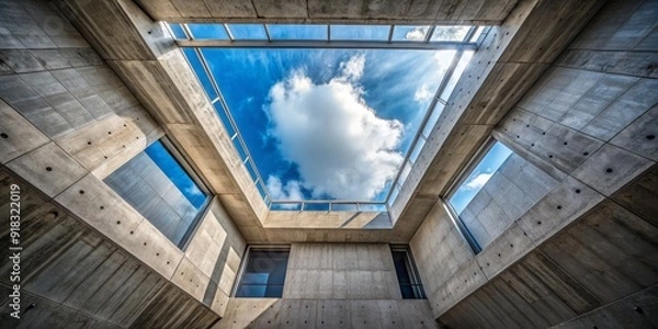 Fototapeta Concrete Skylight with Cloudy Day, Concrete, Architecture, Skylight, Modern Architecture