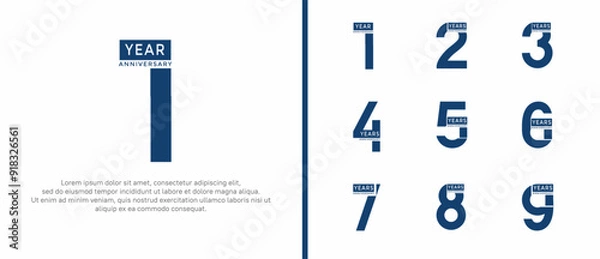 Obraz anniversary logo style set with blue color can be use for celebration moment
