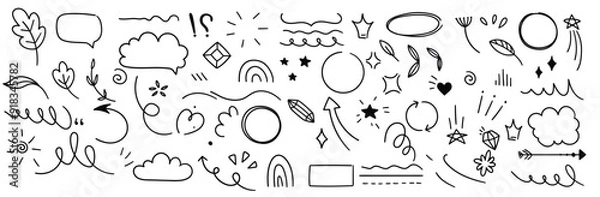 Obraz Cute Doodle pen line elements