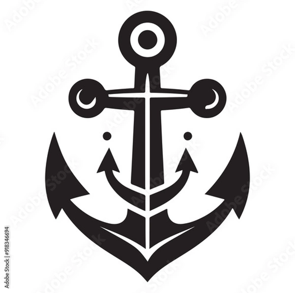 Obraz Anchors ship icon silhouettes vector. 