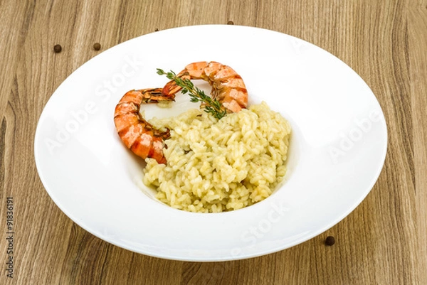 Fototapeta Risotto with prawn