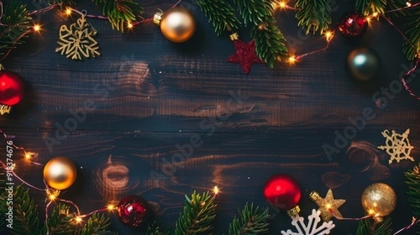 Fototapeta Merry Christmas and Happy New Year background