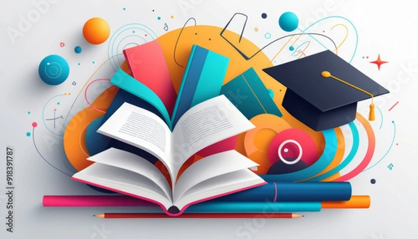 Obraz book with colorful pencils