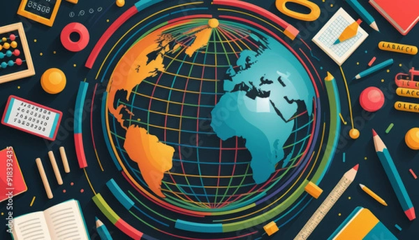 Obraz world map with globe