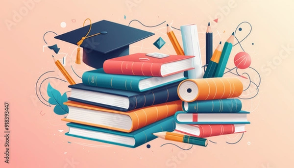 Obraz stack of books and pencils