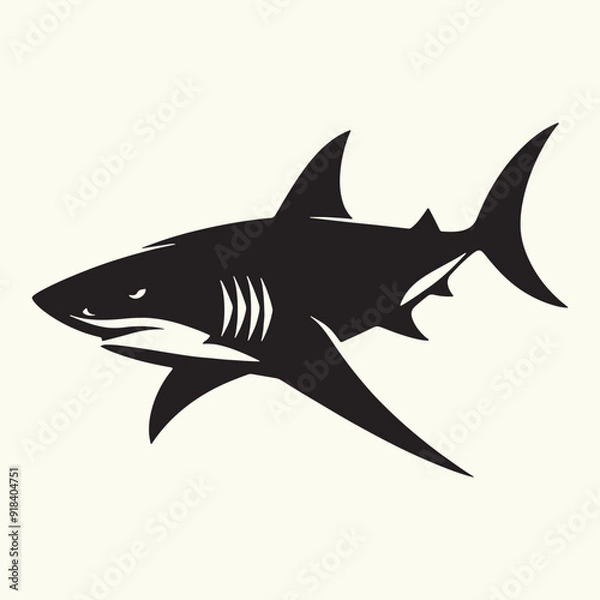 Fototapeta Shark line art Vector Illustration Black silhouette