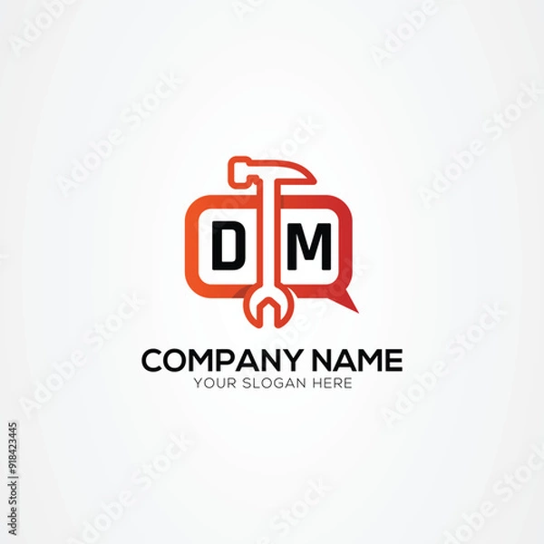Fototapeta Services Icon or Chat Logo With Letter DM Logo Isolated Vector Illustration