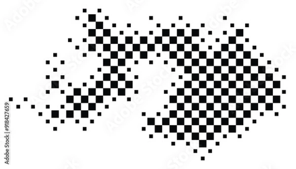 Fototapeta Abstract Map of the Kanton Basel-Landschaft (CH) showing the territory with a pattern of black squares like a chessboard