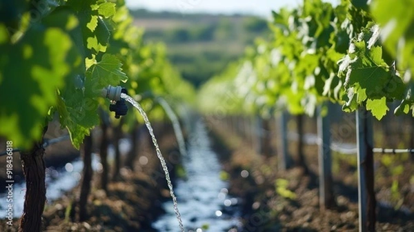 Obraz Drip irrigation system in vineyards